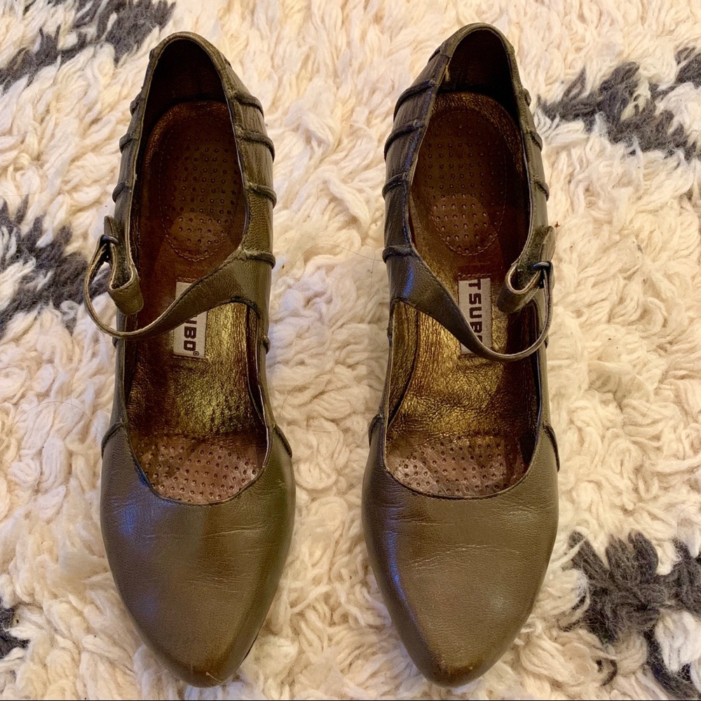 Tsubo Olive Leather Mary Jane Heels 8.5 - Picture 6 of 7
